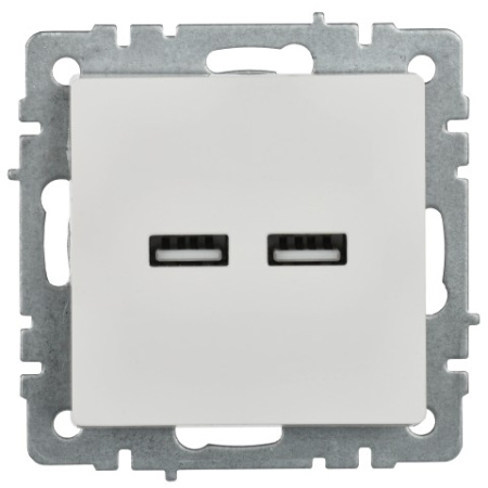 BRITE Розетка USB A+A 5В 3,1А РЮ10-1-БрБ белый IEK