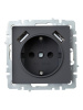 BRITE Розетка 1-местная с заземлением с защитными шторками 16А с USB A+A 5В 3,1А РЮш10-2-БрГ графит IEK