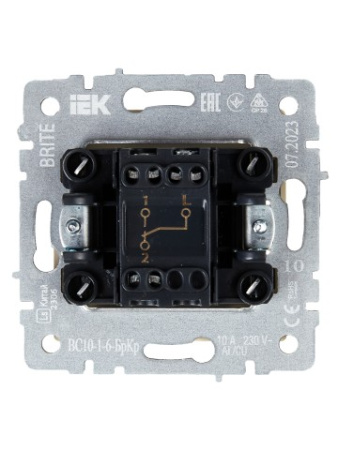 BRITE Выключатель 1-клавишный проходной 10А ВС10-1-6-БрКр бежевый IEK фото в интернет-магазине БелЭлектрикМонтаж