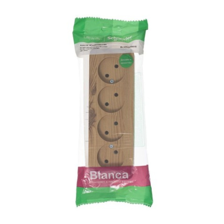 BLANCA О/У РОЗЕТКА 4-ая без заземления без штор. ИЗОЛ.ПЛ.,16А, 250В, ЯСЕНЬ