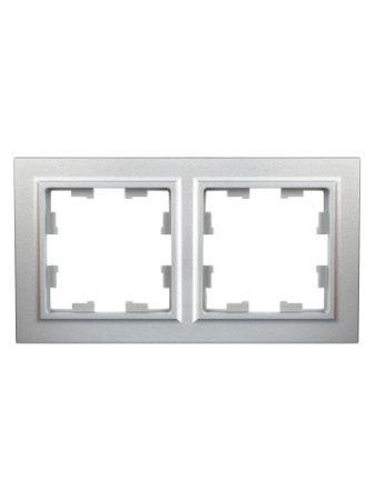 BRITE Рамка 2-местная РУ-2-БрА алюминий IEK
