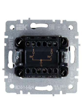 BRITE Выключатель жалюзи 10А ВС10-1-5-БрЧ черный IEK фото в интернет-магазине БелЭлектрикМонтаж