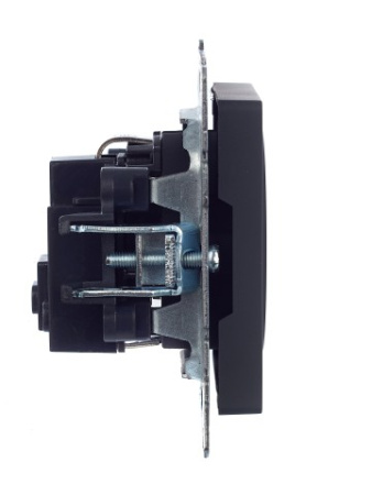 BRITE Розетка 1-местная с заземлением с защитными шторками 16А РС14-1-0-БрГ графит IEK фото в интернет-магазине БелЭлектрикМонтаж