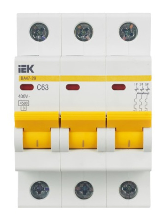 ВА47-29 3Р 63А 4,5кА х-ка С ИЭК автоматический выключатель