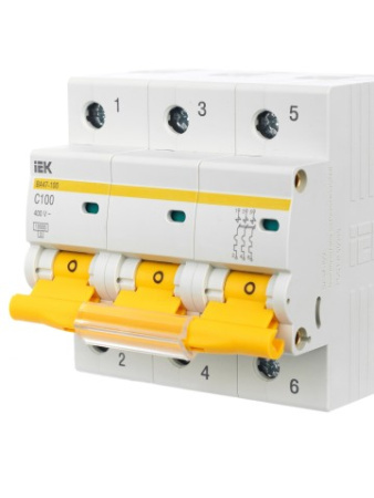 ВА47-100 3Р 100А 10кА х-ка С ИЭК автоматический выключатель