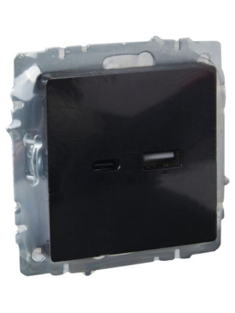 BRITE Розетка USB A+C 18Вт РЮ11-1-БрЧ черный IEK