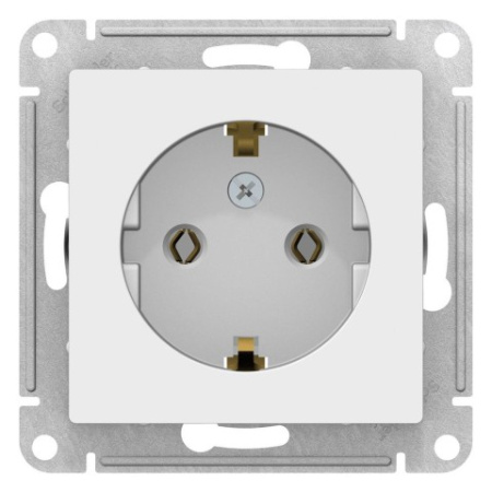 Розетка с заземлением без шторок Schneider Electric AtlasDesign ATN000143 Белый фото в интернет-магазине БелЭлектрикМонтаж