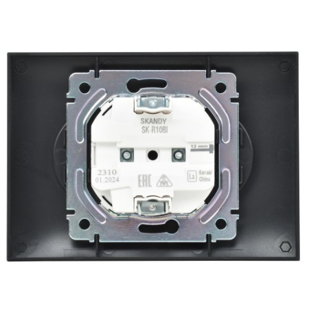 SKANDY Розетка 2-местная без заземления без защитных шторок 10А в сборе SK-R10Bl черный IEK