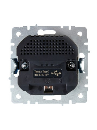 BRITE Розетка 1-местная с заземлением с защитными шторками 16А с USB A+C 18Вт РЮш11-1-БрКр бежевый IEK