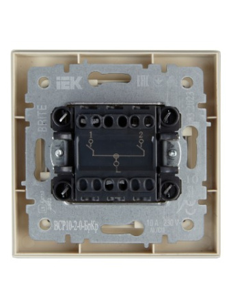 BRITE Выключатель 2-клавишный 10А в сборе ВСР10-2-0-БрКр бежевый IEK