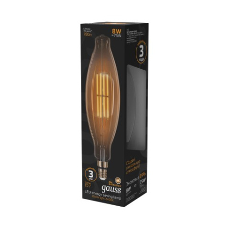 Лампа светодиодная Black Vintage Filament BT120 8Вт 2400К E27 780лм 120*420 Golden Gauss 155802008
