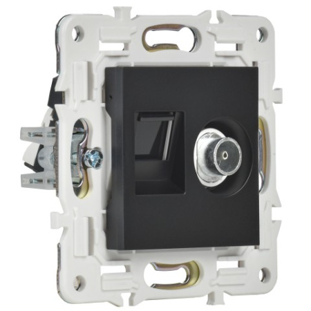 SKANDY Розетка двойная TV+RJ45 кат.5E SK-A14Bl черный IEK