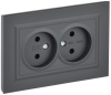 BRITE Розетка 2-местная без заземления без защитных шторок 10А в сборе РС12-2-БрГ графит IEK