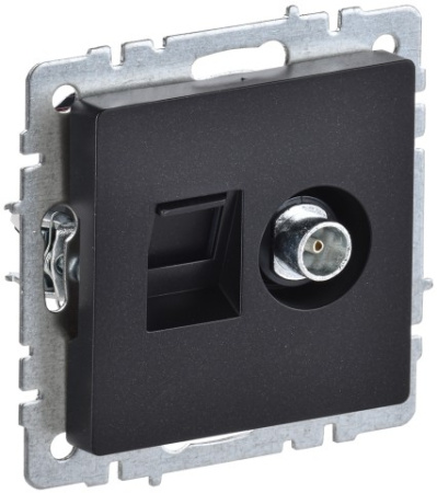 BRITE Розетка двойная TV+RJ45 кат.5E РТВ/РК12-БрЧ черный IEK фото в интернет-магазине БелЭлектрикМонтаж