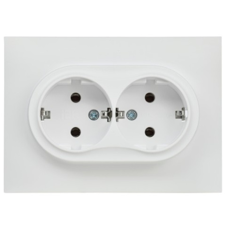 SKANDY Розетка 2-местная с заземлением без защитных шторок 16А в сборе SK-R08W арктический белый IEK
