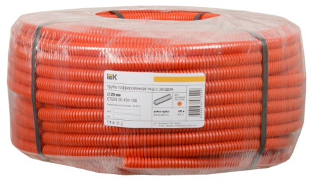 Труба гофрированная ПНД d20 с зондом оранжевая (100м) IEK фото в интернет-магазине БелЭлектрикМонтаж