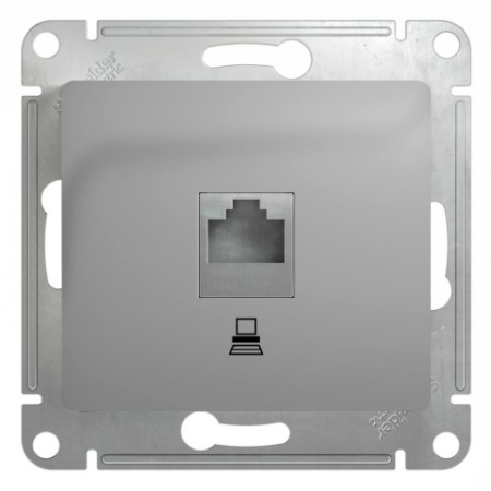 Розетка компьютерная Schneider Electric Glossa GSL000381K Алюминий фото в интернет-магазине БелЭлектрикМонтаж
