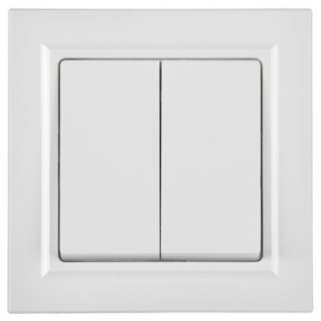 BRITE Выключатель 2-клавишный проходной 10А ВС10-2-6-БрБ белый IEK фото в интернет-магазине БелЭлектрикМонтаж