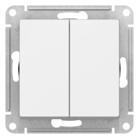 Переключатель 2-клавишный Schneider Electric AtlasDesign ATN000165 Белый фото в интернет-магазине БелЭлектрикМонтаж