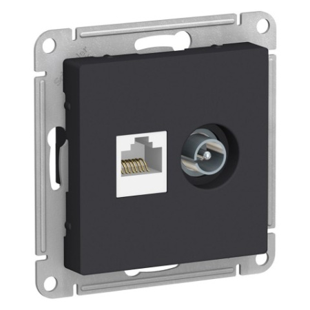 РОЗЕТКА двойная комп+ТВ, RJ45+TV, кат.5E, механизм Schneider Electric AtlasDesign ATN001089 Карбон фото в интернет-магазине БелЭлектрикМонтаж