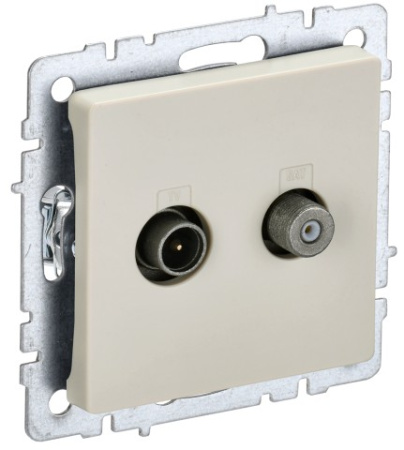 BRITE Розетка двойная TV+SAT РТВ/РСп12-БрКр бежевый IEK фото в интернет-магазине БелЭлектрикМонтаж