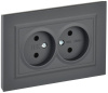 BRITE Розетка 2-местная без заземления без защитных шторок 10А в сборе РС12-2-БрГ графит IEK