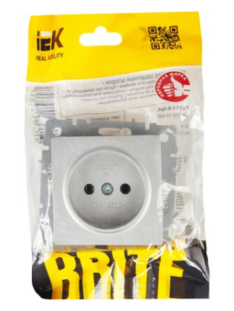 BRITE Розетка 1-местная без заземления без защитных шторок 10А РС10-1-0-БрА алюминий IEK фото в интернет-магазине БелЭлектрикМонтаж