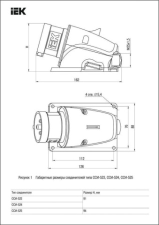 ССИ-525 32А-6ч/200/346-240/415В 3Р+РЕ+N IP44 MAGNUM вилка стационарная.ИЭК