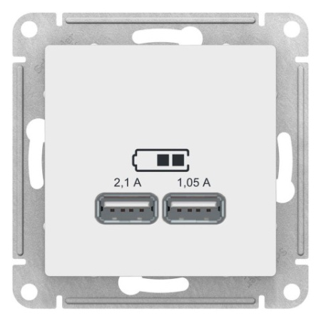 Розетка USB Schneider Electric AtlasDesign ATN000133 Белый фото в интернет-магазине БелЭлектрикМонтаж
