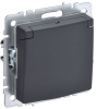 BRITE Розетка 1-местная с заземлением с защитными шторками и крышкой 16А IP44 РСбш10-3-44-БрГ графит IEK