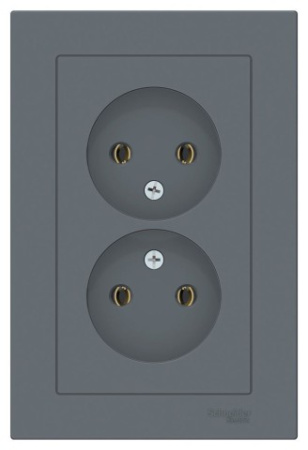Розетка двойная без заземления с рамкой Schneider Electric AtlasDesign ATN000720 Грифель