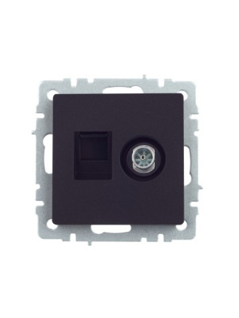 BRITE Розетка двойная TV+RJ45 кат.5E РТВ/РК12-БрЧ черный IEK фото в интернет-магазине БелЭлектрикМонтаж