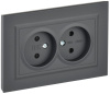 BRITE Розетка 2-местная без заземления с защитными шторками 10А в сборе РСш12-2-БрГ графит IEK