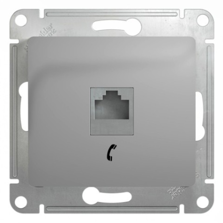 Розетка телефонная Schneider Electric Glossa GSL000381T Алюминий фото в интернет-магазине БелЭлектрикМонтаж