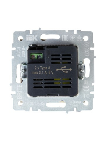 BRITE Розетка USB A+A 5В 3,1А РЮ10-1-БрКр бежевый IEK