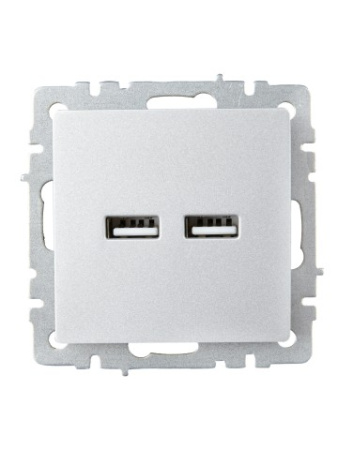 BRITE Розетка USB A+A 5В 3,1А РЮ10-1-БрА алюминий IEK