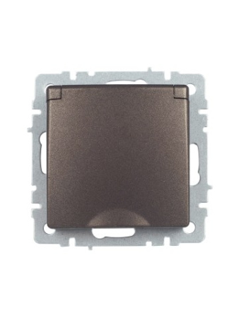 BRITE Розетка 1-местная с заземлением с защитными шторками и крышкой 16А IP20 РСбш10-3-БрТБ темная бронза IEK фото в интернет-магазине БелЭлектрикМонтаж