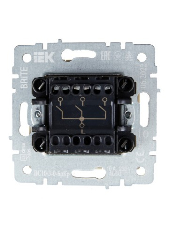 BRITE Выключатель 3-клавишный 10А ВС10-3-0-БрКр бежевый IEK фото в интернет-магазине БелЭлектрикМонтаж