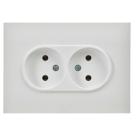 SKANDY Розетка 2-местная без заземления без защитных шторок 10А в сборе SK-R10W арктический белый IEK