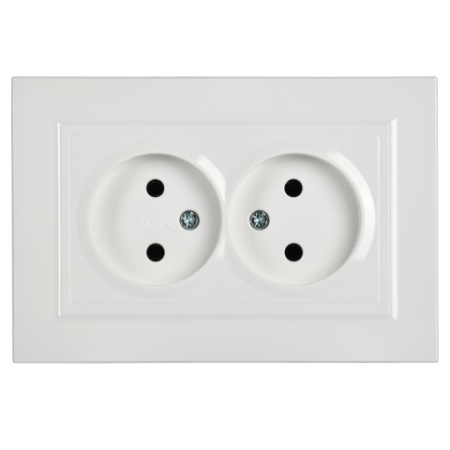 BRITE Розетка 2-местная без заземления без защитных шторок 10А в сборе РС12-2-БрБ белый IEK