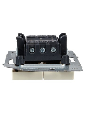 BRITE Выключатель 2-клавишный проходной 10А ВС10-2-6-БрКр бежевый IEK фото в интернет-магазине БелЭлектрикМонтаж