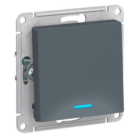 Выключатель 1-клавишный с подсветкой Schneider Electric AtlasDesign ATN000713 Грифель фото в интернет-магазине БелЭлектрикМонтаж