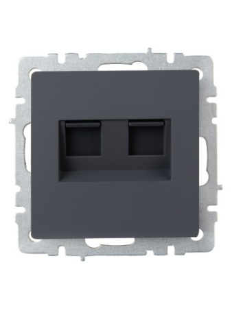 BRITE Розетка компьютерная двойная RJ45 кат.6 РК11-2-БрГ графит IEK