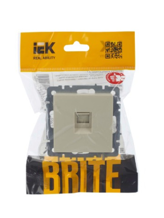 BRITE Розетка компьютерная RJ45 кат.5E РК10-БрКр бежевый IEK фото в интернет-магазине БелЭлектрикМонтаж