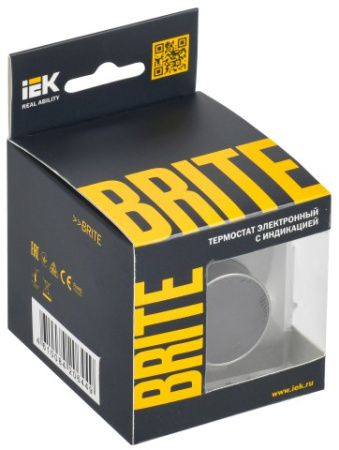 BRITE Термостат электронный с индикацией ТС10-1-БрС сталь IEK