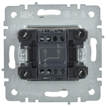 BRITE Выключатель 1-клавишный проходной 10А ВС10-1-6-БрБ белый IEK фото в интернет-магазине БелЭлектрикМонтаж