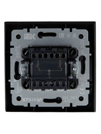 BRITE Выключатель 2-клавишный 10А ВС10-2-0-БрЧ черный IEK фото в интернет-магазине БелЭлектрикМонтаж