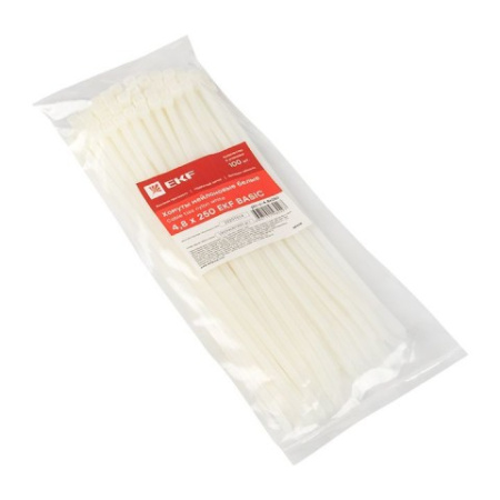 Хомут нейлоновый (4,8х250) (100шт.) EKF Basic фото в интернет-магазине БелЭлектрикМонтаж