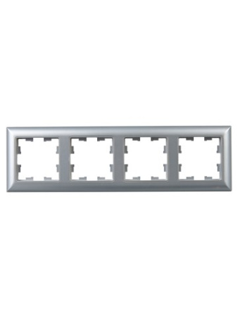 BRITE Рамка 4-местная РУ-4-Бр алюминий/алюминий IEK