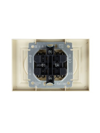 BRITE Розетка 2-местная без заземления с защитными шторками 10А в сборе РСш12-2-БрКр бежевый IEK